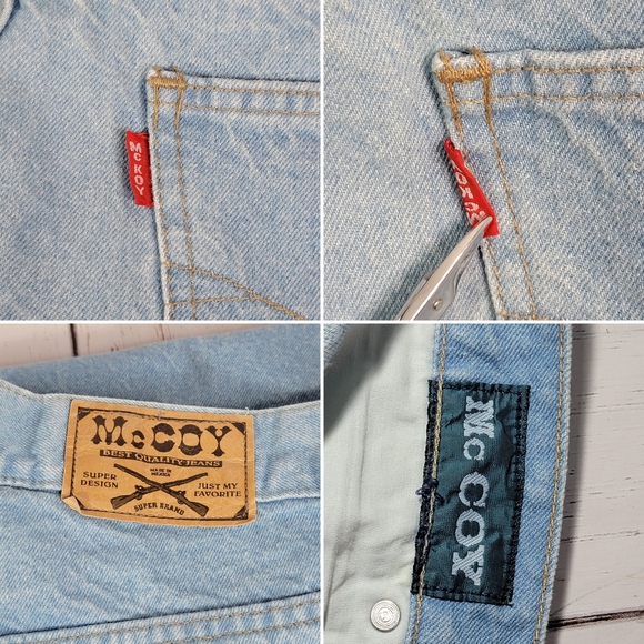 McCoy 5 Button Fly Made in Mexico Vintage Red Tab Denim Jeans Men's Size 38 - Picture 15 of 16
